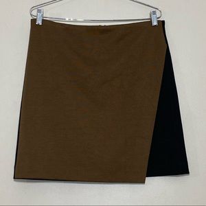 Premise Studio Asymmetrical Mini Skirt Brown Black Modern Chic Sz 10